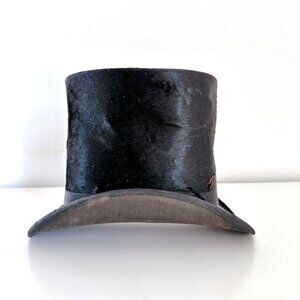 ANTIQUE BEAVER SKIN RS KENYON AND CO MENS TOP HAT BLACK
